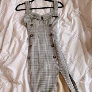 Plaid Button Work Dress